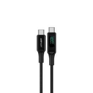 C6-03 USB-C to USB-C 100W zinc alloy digital display braided charging data cable,black